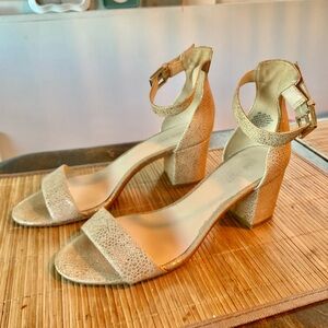 Nine west Shimmer Champagne Block Heel Sandals